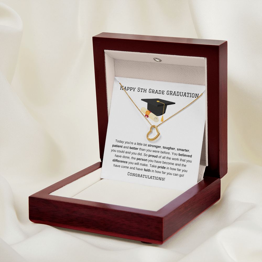 5th Grade Graduation Gold Delicate Heart Necklace-Jewelry