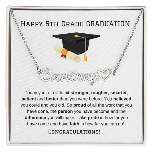 5th Grade Graduation Heart Name Necklace-FashionFinds4U