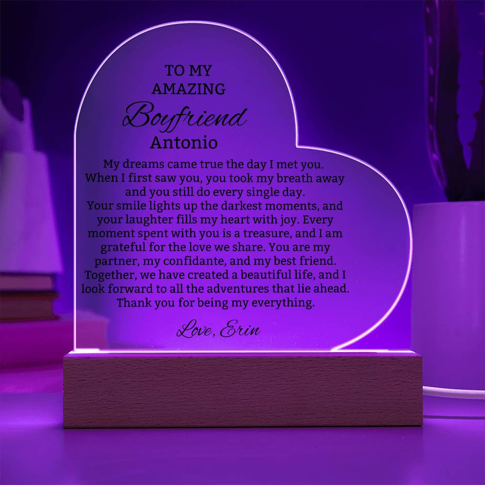 To My Boyfriend Lighted Heart Plaque Gift-[Heartfelt Family Gift]