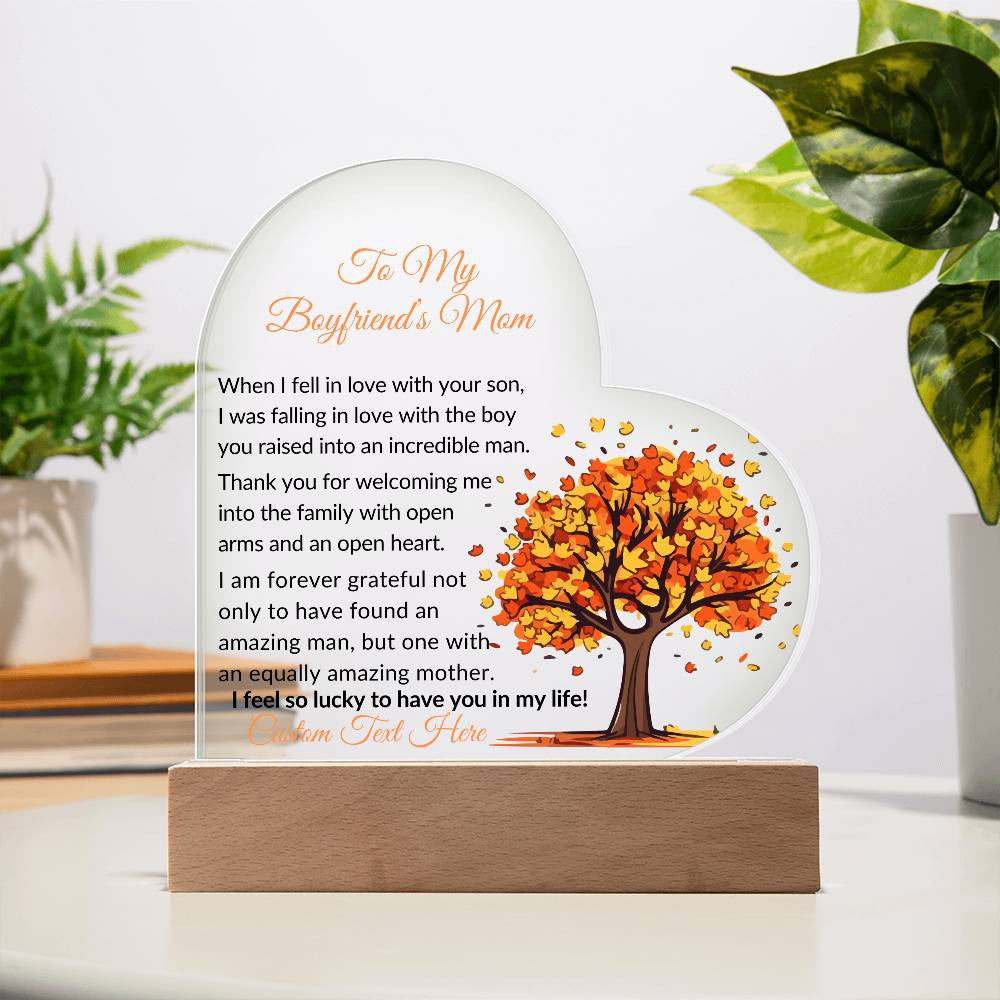 To My Boyfriends Mom Acrylic Heart Plaque-[product type]