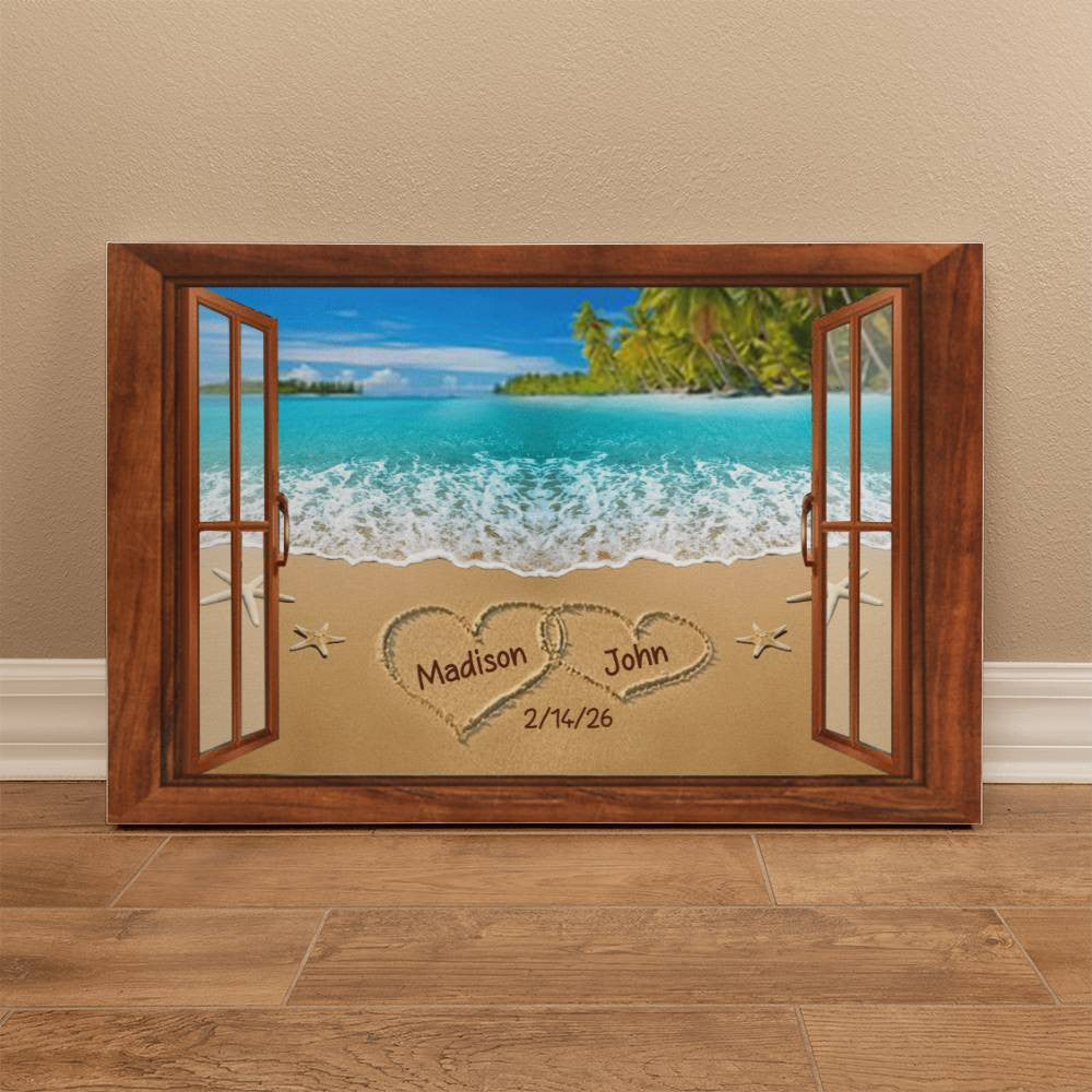 Personalized Couple Beach Coastal Canvas Wall Art-[Heartfelt Family Gift]