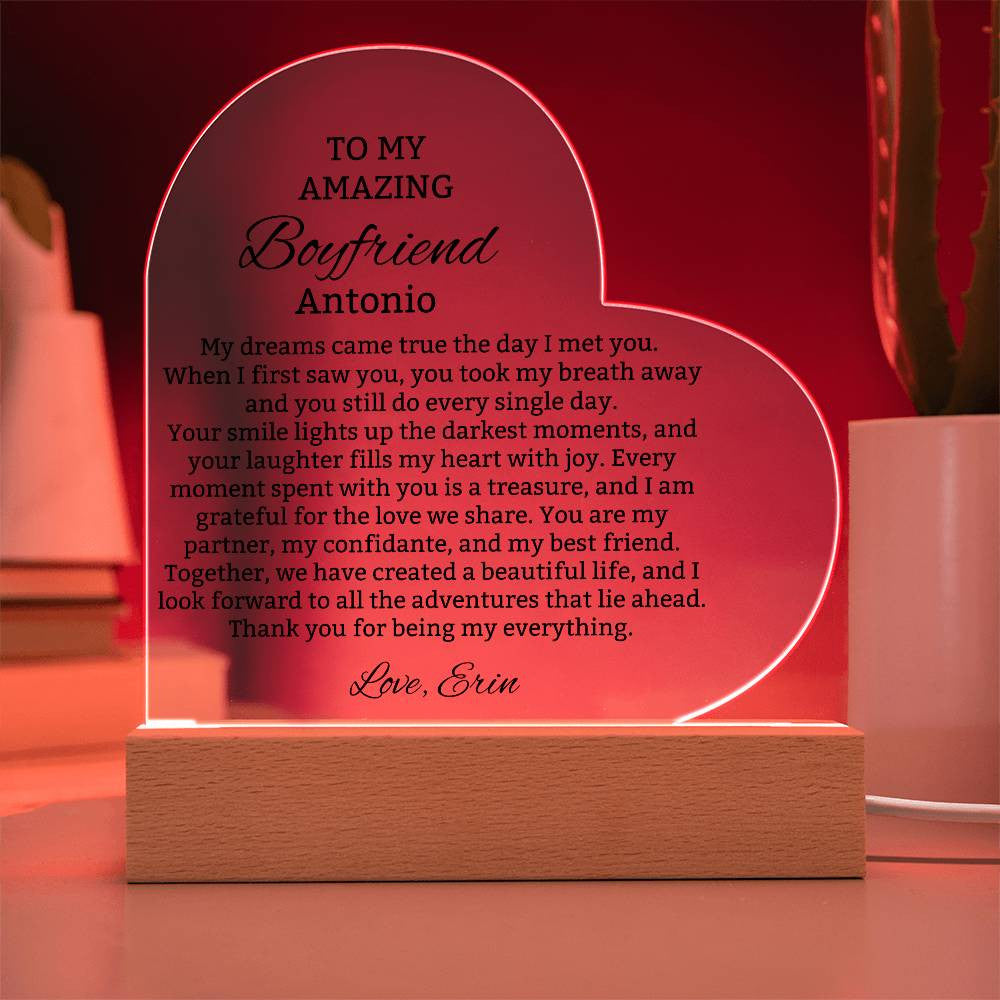 To My Boyfriend Lighted Heart Plaque Gift-[Heartfelt Family Gift]