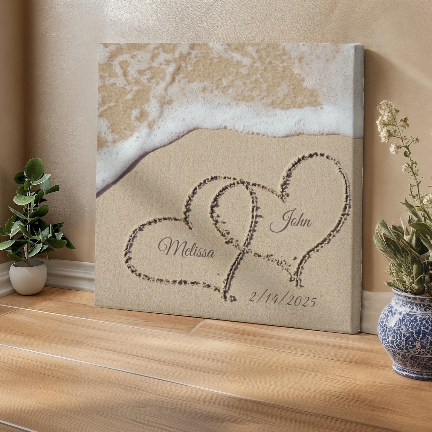 Names in The Sand Canvas Print for Couples-[Heartfelt Family Gift]