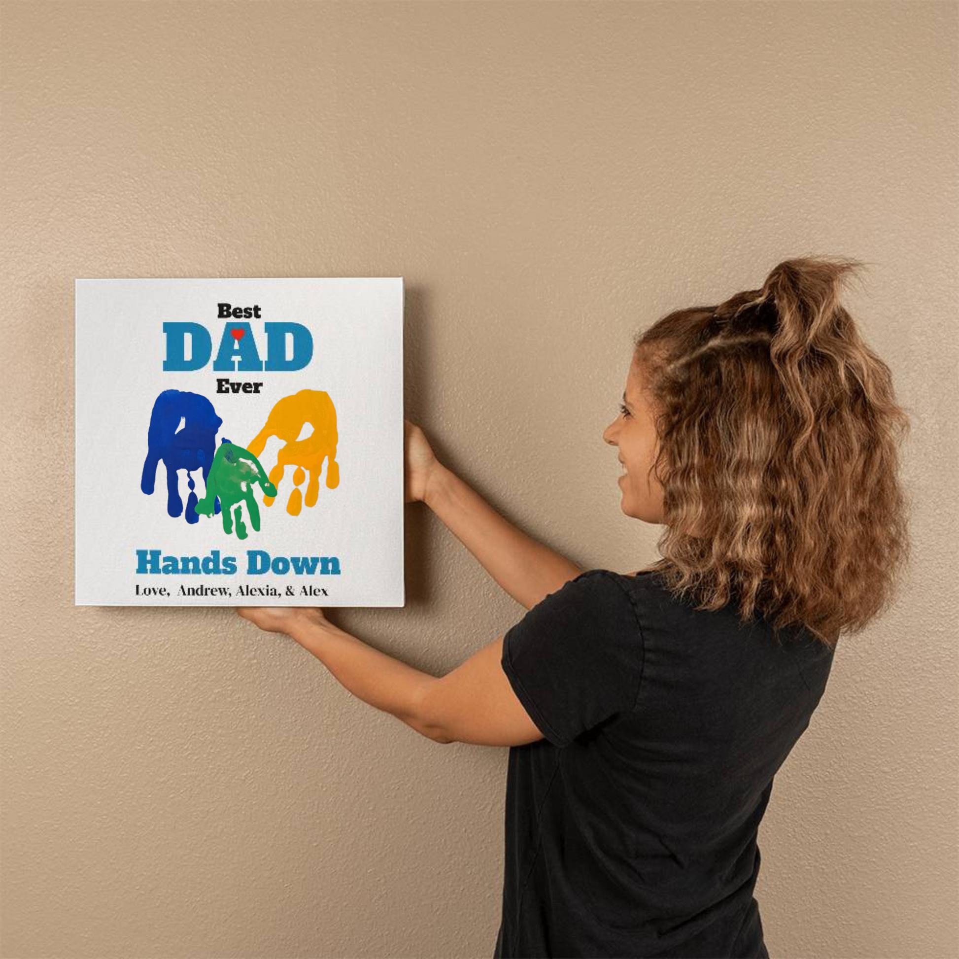 Best Dad Ever Handprint Canvas Print-[Heartfelt Family Gift]