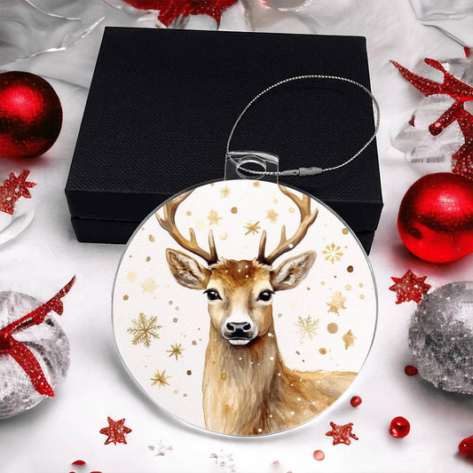 Gold Deer Acrylic Christmas Ornament-[Heartfelt Family Gift]