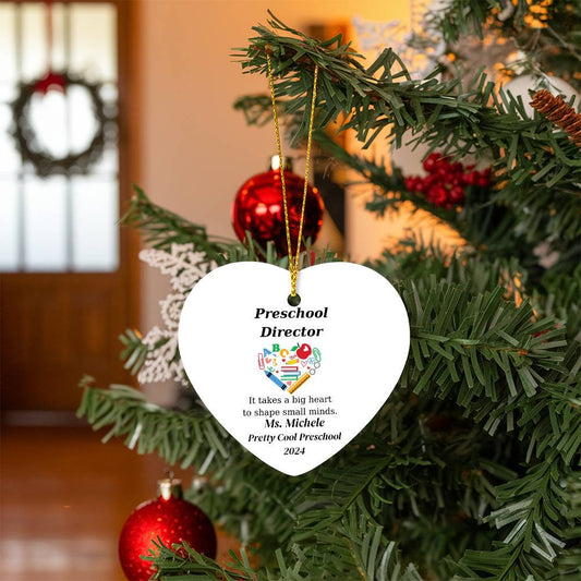 Preschool Director Heart Ornament-[Heartfelt Family Gift]