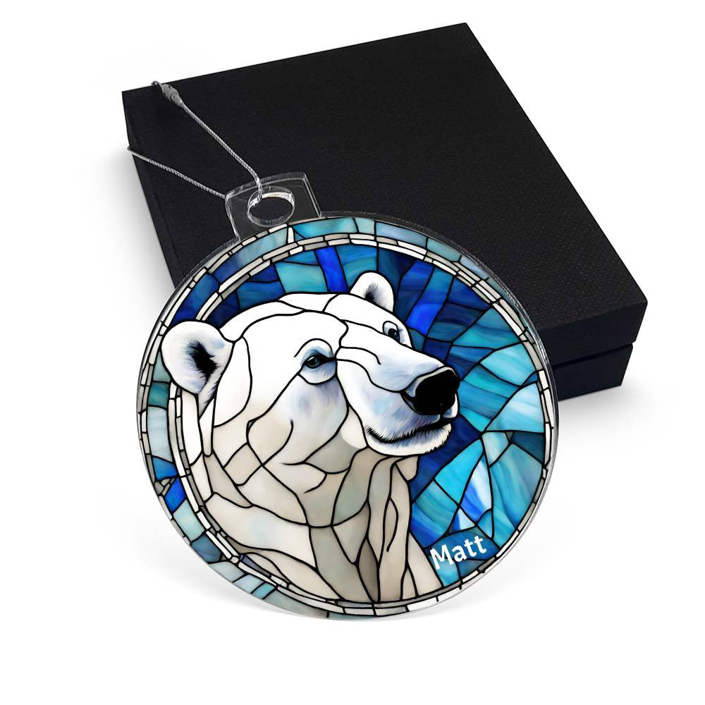 Polar Bear Stained Glass Ornament-[Heartfelt Family Gift]