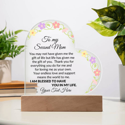 To My Second Mom Acrylic Heart Plaque-[product type]