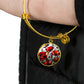 Red Poppy Flower Necklace or Bangle Bracelet with Optional Engraving-[product type]