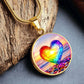 Rainbow Beach Glass Heart Pendant Necklace with Engraving-[Heartfelt Family Gift]