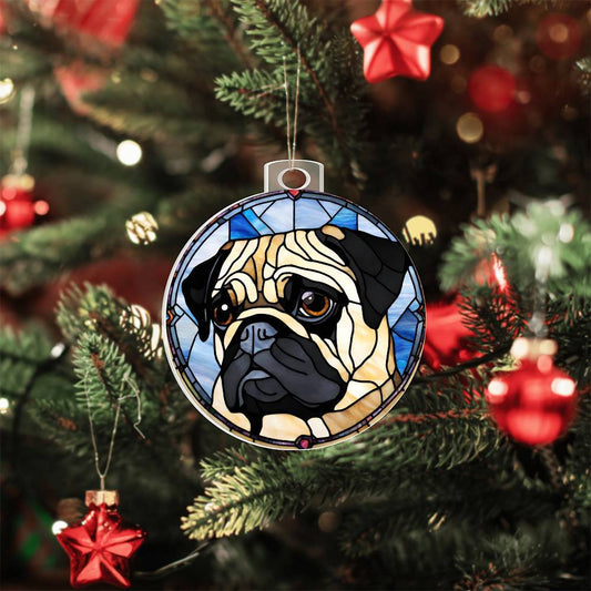 Pug Dog Acrylic Christmas Ornament