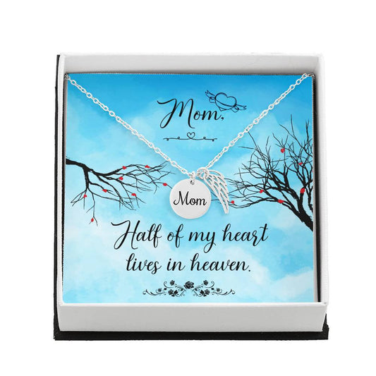 Mom Memorial Necklace Half of my Heart Lives in Heaven-[product type]