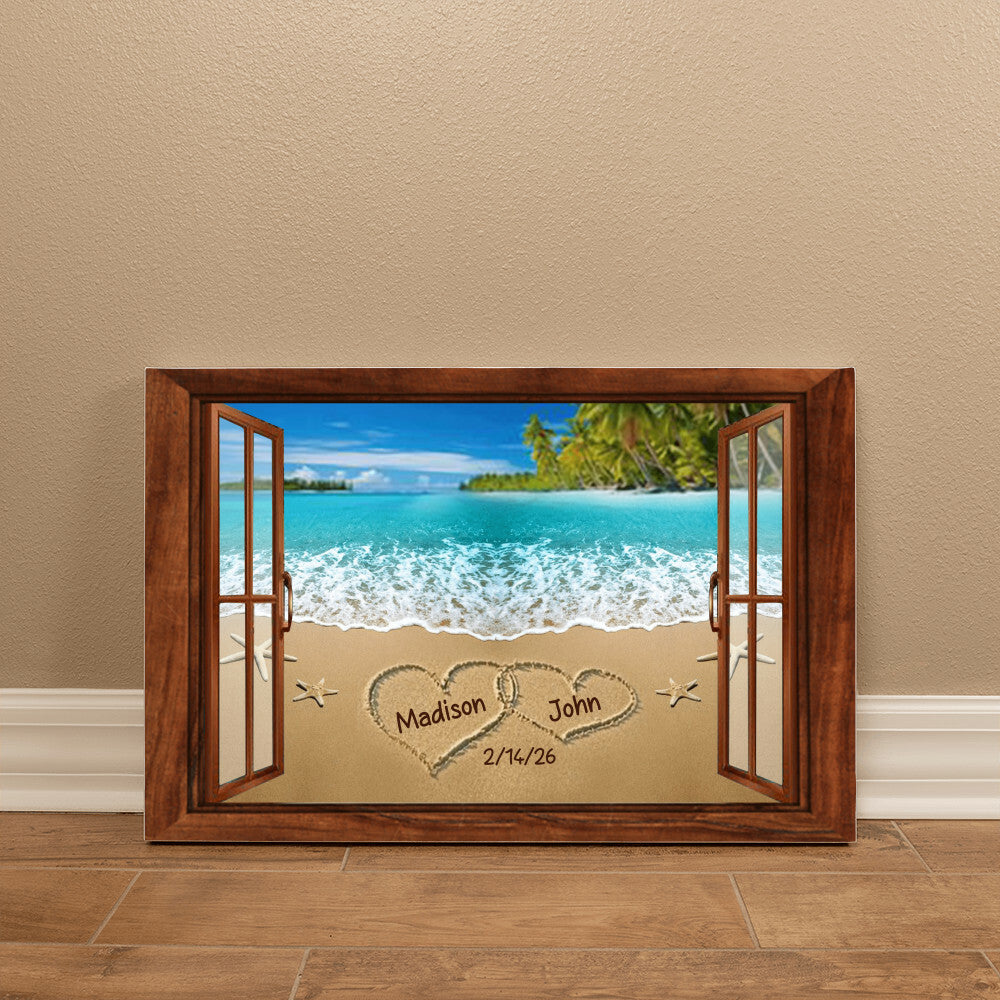 Personalized Couple Beach Coastal Canvas Wall Art-[Heartfelt Family Gift]