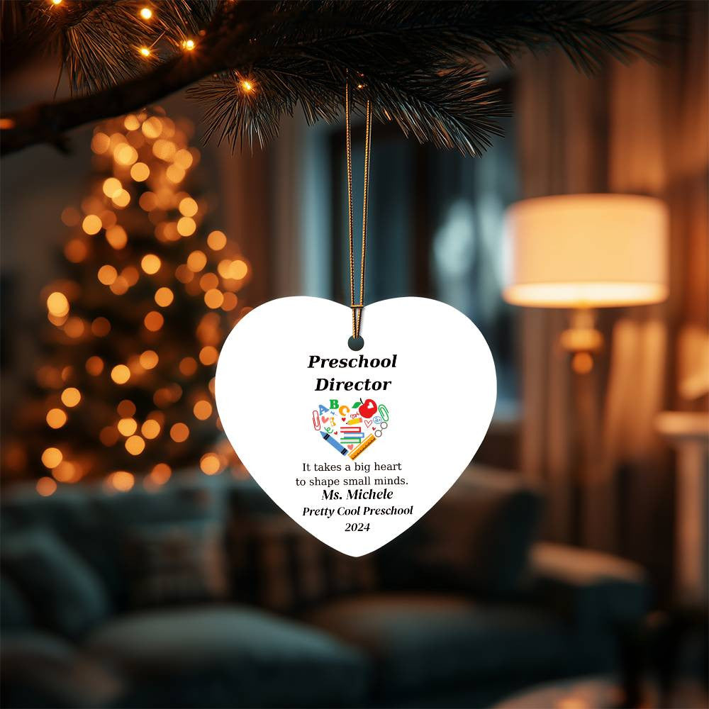 Preschool Director Heart Ornament-[Heartfelt Family Gift]