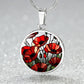 Red Poppy Flower Necklace or Bangle Bracelet with Optional Engraving-[product type]