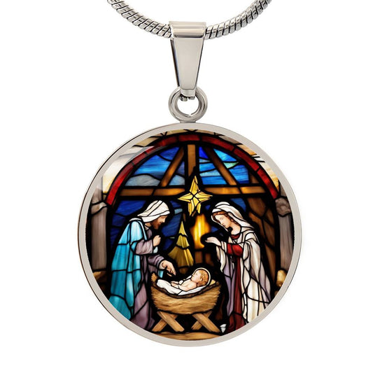 Baby Jesus Mary Joseph Manager Christmas Necklace