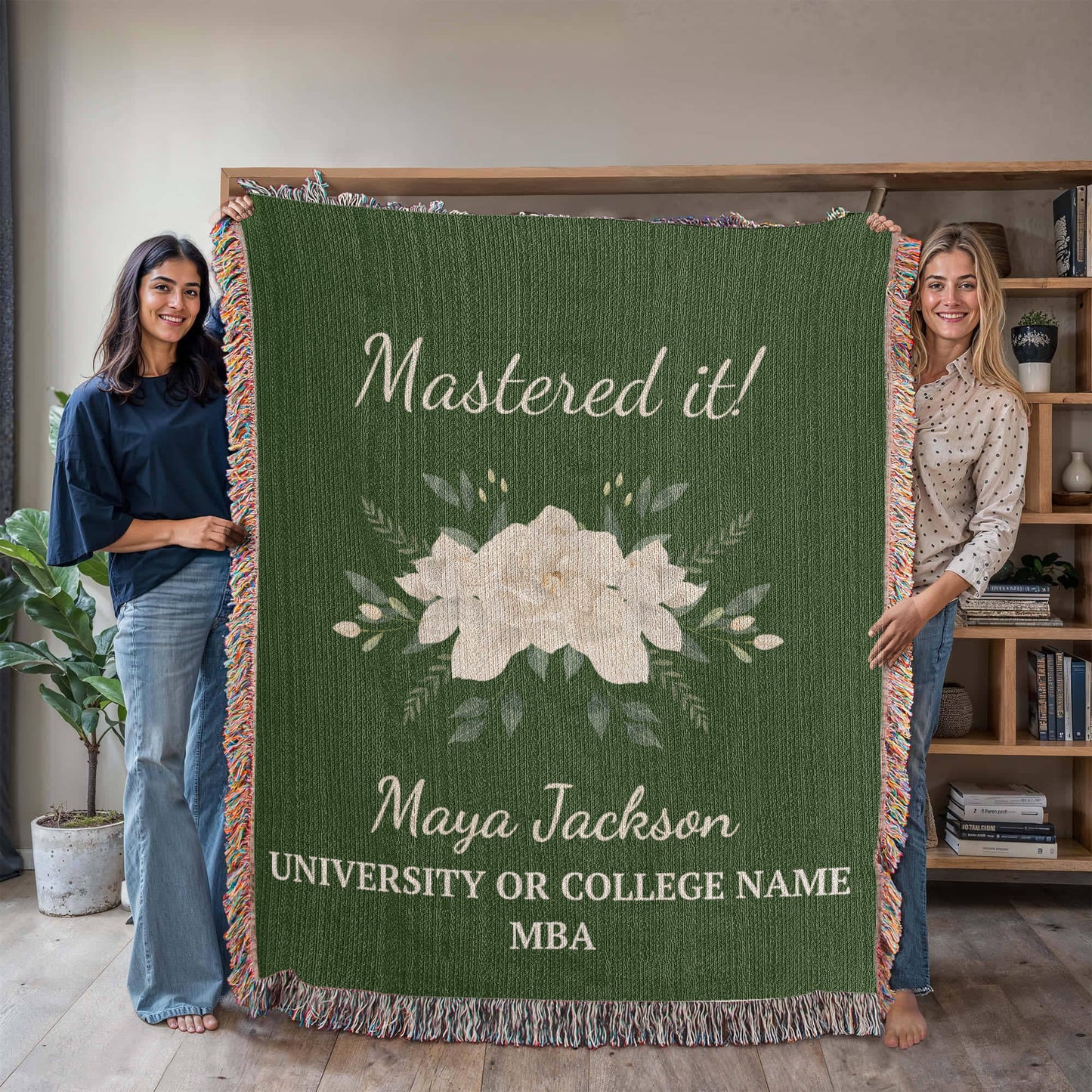 Personalized Masters Degree Woven Throw Blanket for MBA-[Heartfelt Family Gift]