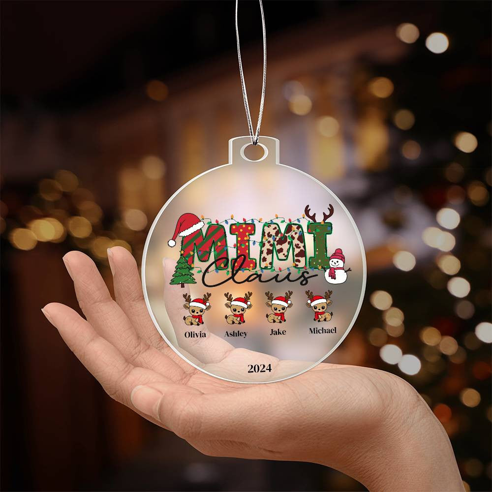 Mimi Claus Acrylic Christmas Ornament for Grandma-[Heartfelt Family Gift]