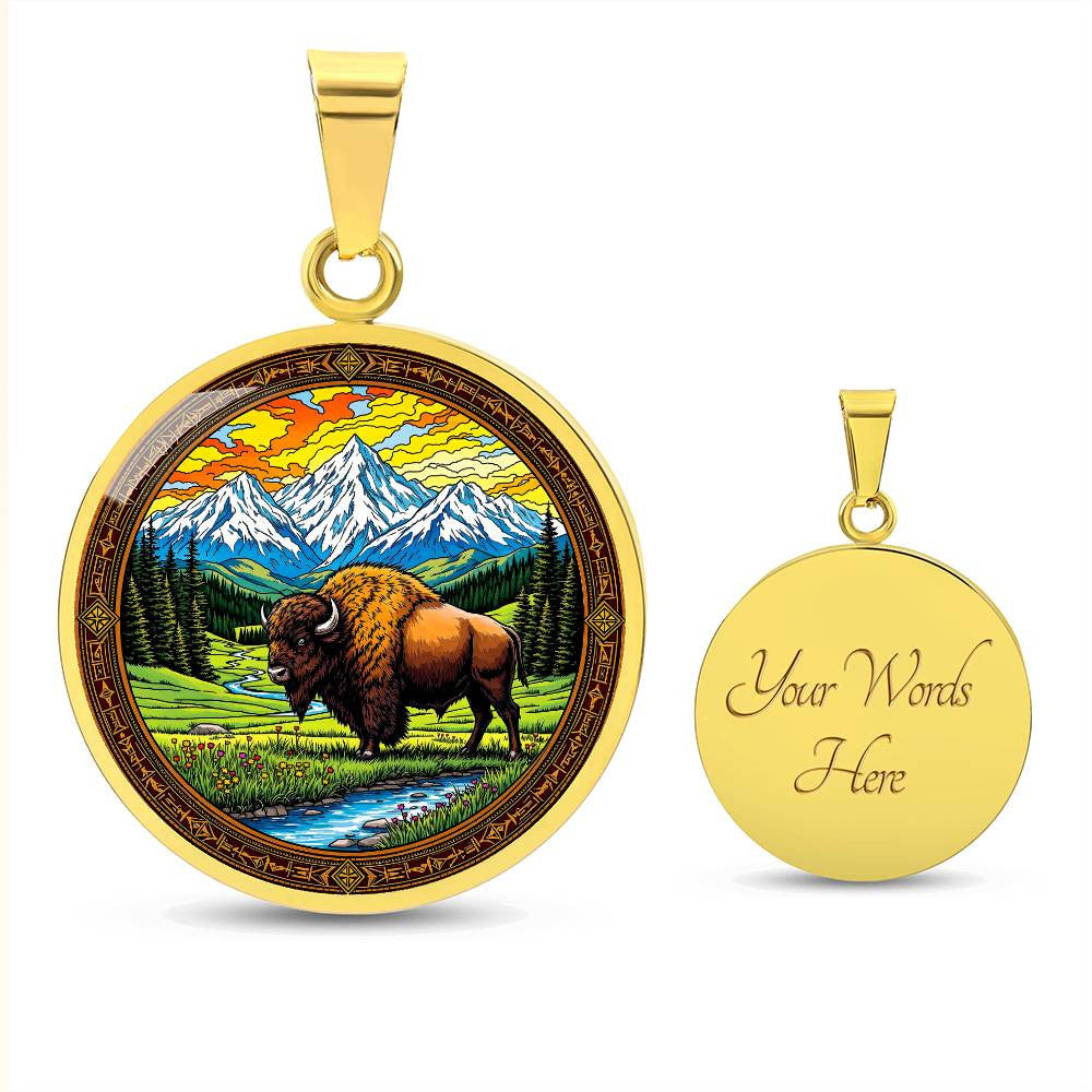 Buffalo Pendant Necklace with Engraving-[Heartfelt Family Gift]