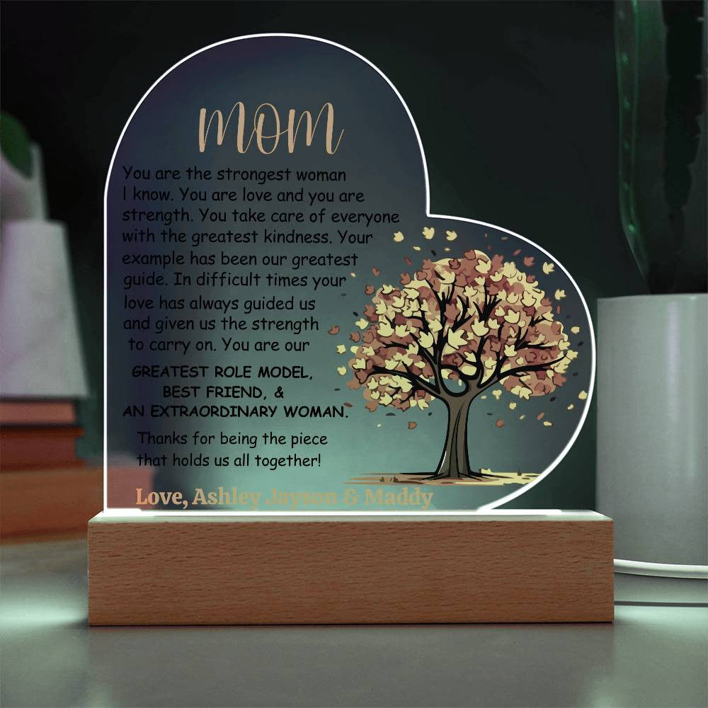 Mom Heart Acrylic Plaque Gift-[product type]