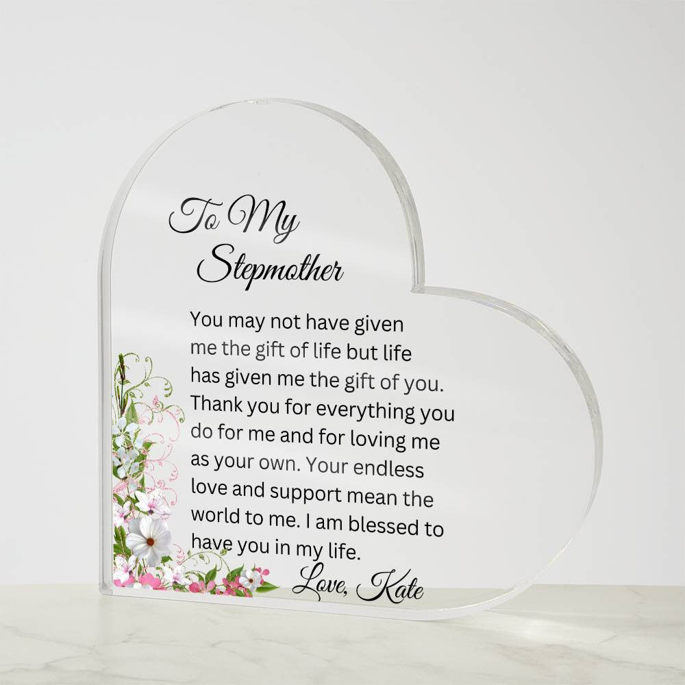 To My Stepmom Acrylic Heart Gift-[product type]