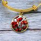 Red Poppy Flower Necklace or Bangle Bracelet with Optional Engraving-[product type]