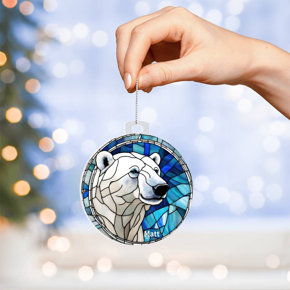 Polar Bear Stained Glass Ornament-[Heartfelt Family Gift]