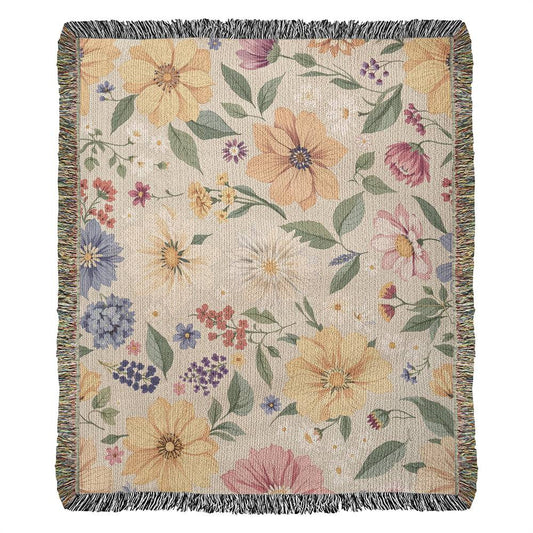 Floral Woven Cotton Blanket