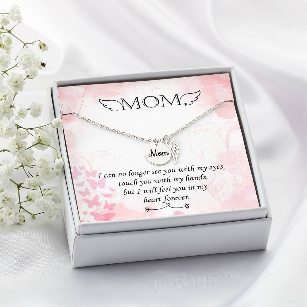 Mom Memorial Necklace Angel Wings-[product type]