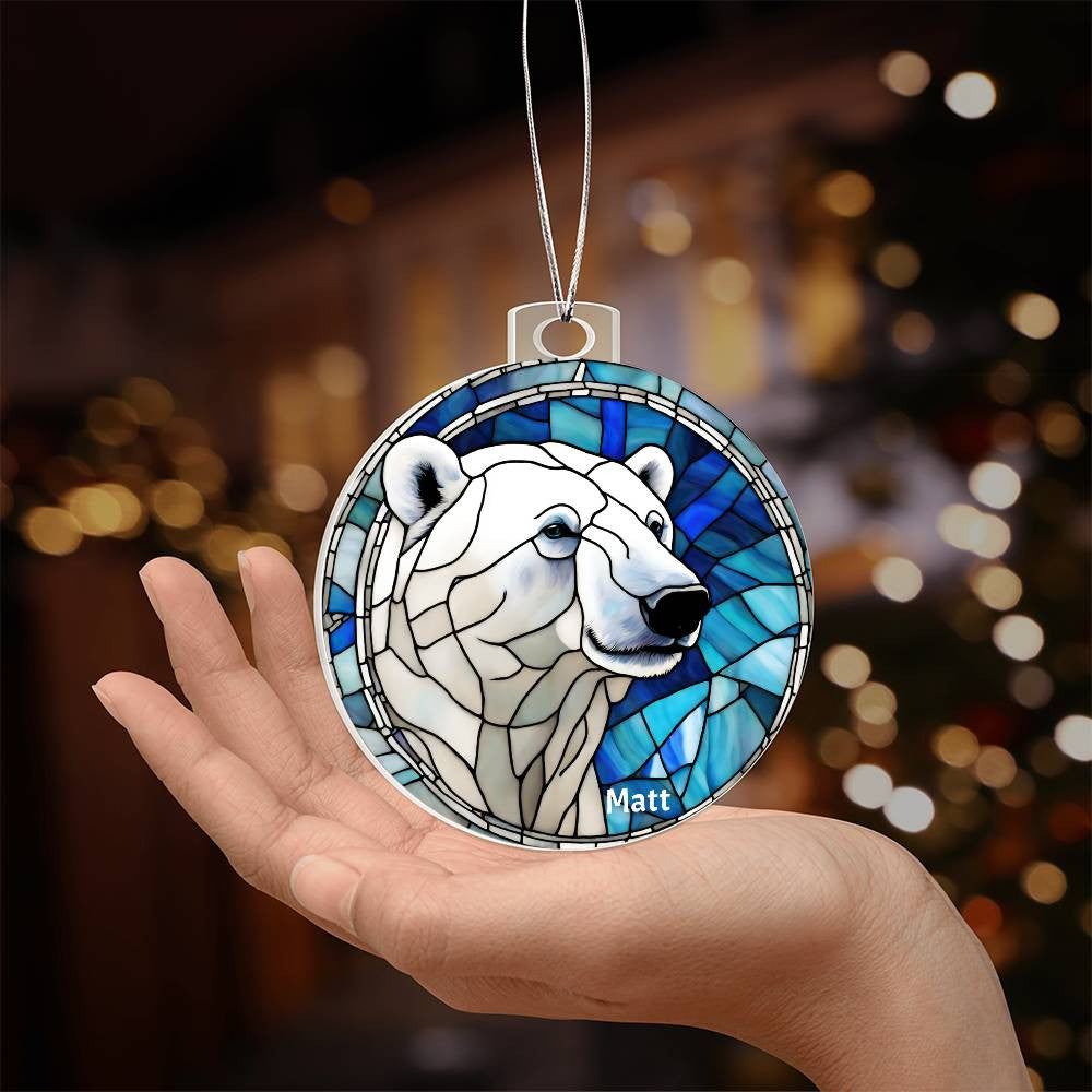 Polar Bear Stained Glass Ornament-[Heartfelt Family Gift]