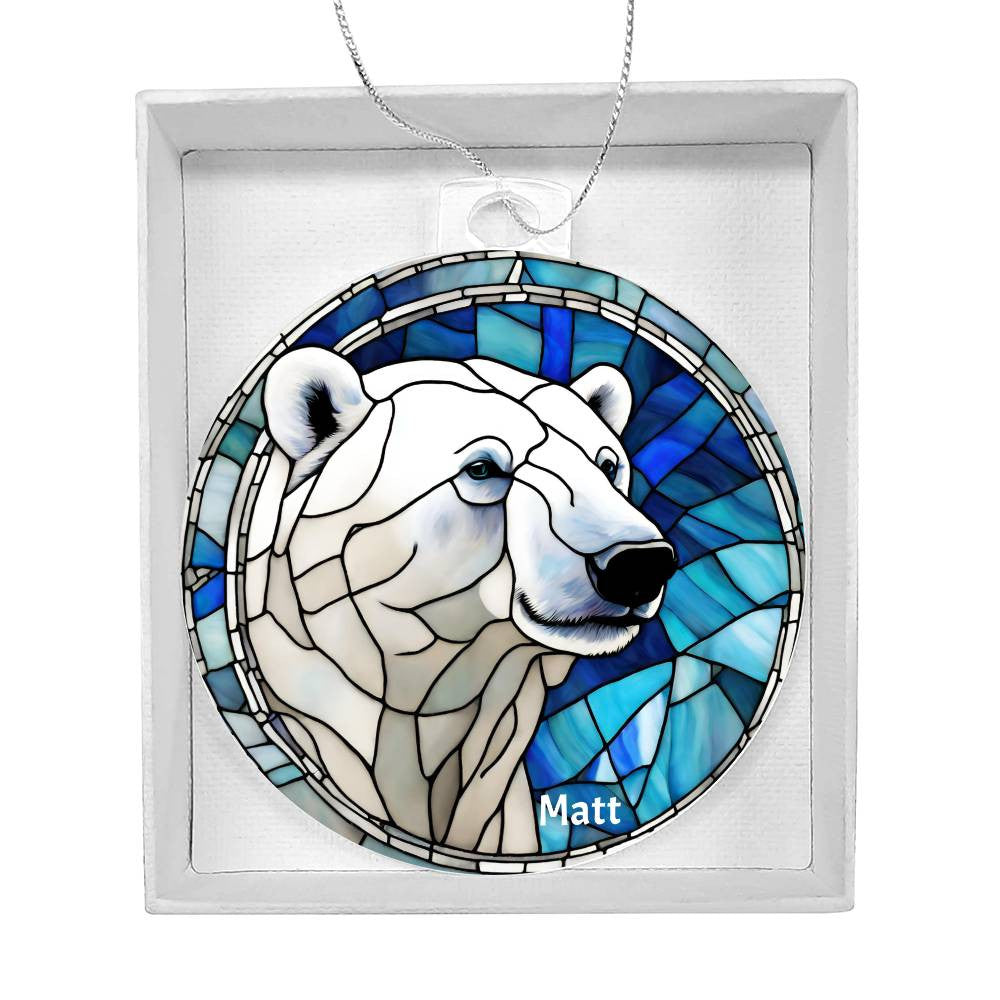 Polar Bear Stained Glass Ornament-[Heartfelt Family Gift]