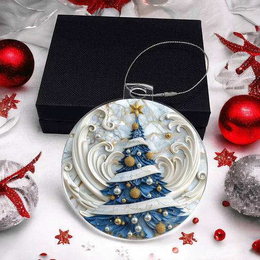 Blue Christmas Tree Acrylic Christmas Ornament-[Heartfelt Family Gift]