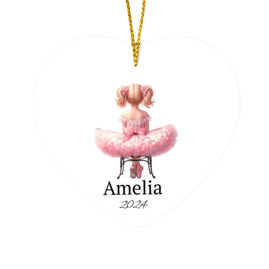 Ballerina Dance Recital Heart Ornament-[Heartfelt Family Gift]