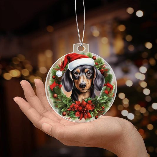 Daschund Acrylic Christmas Ornament