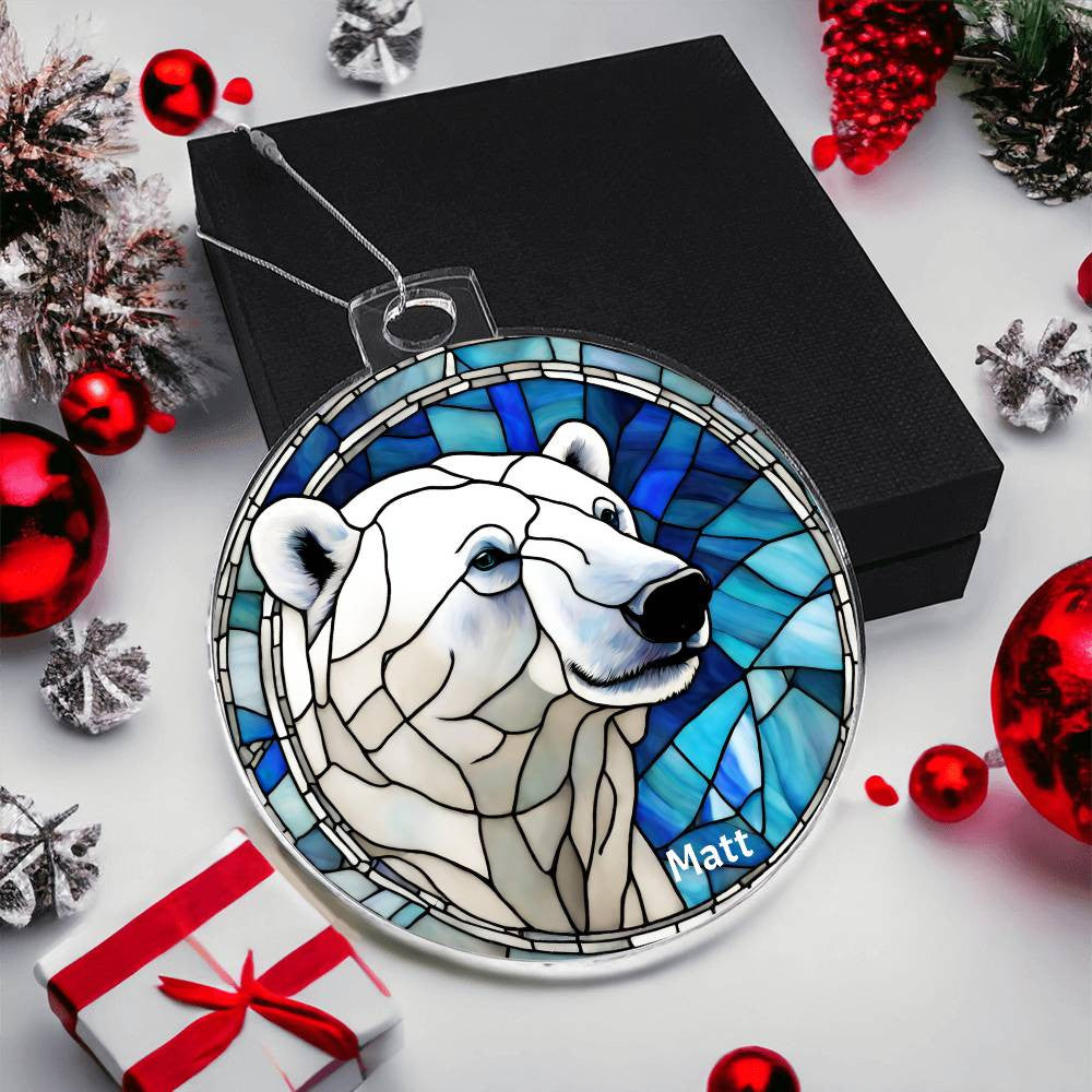 Polar Bear Stained Glass Ornament-[Heartfelt Family Gift]