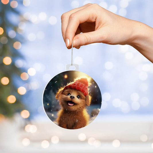 Cute Puppy Dog Acrylic Christmas Ornament-[Heartfelt Family Gift]