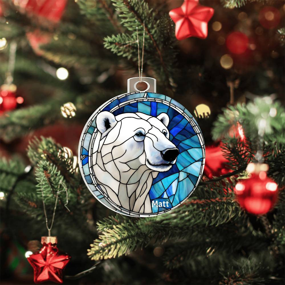 Polar Bear Stained Glass Ornament-[Heartfelt Family Gift]