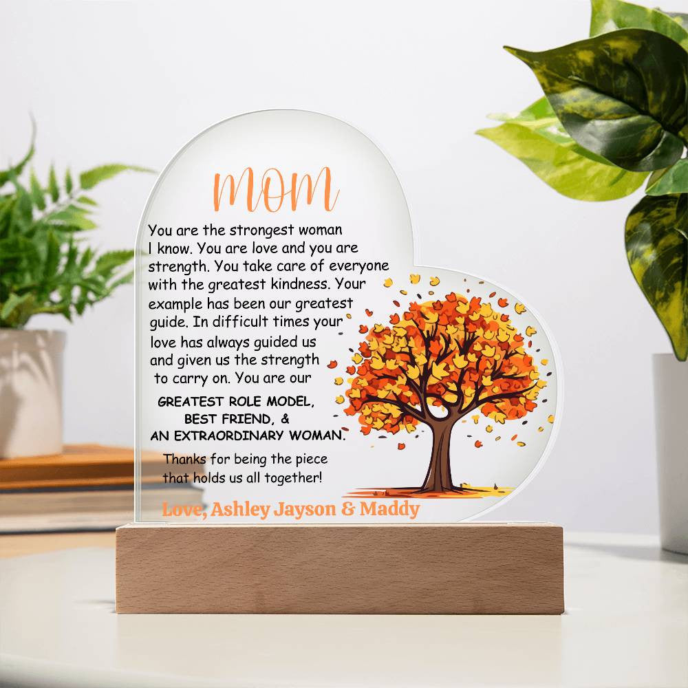 Mom Heart Acrylic Plaque Gift-[product type]