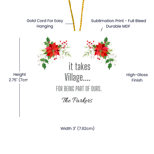 It Takes A Village Thank You Heart Christmas Ornament