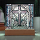 Holy Cross Stained Glass Look Lighted Acrylic Plaque Gift-[product type]