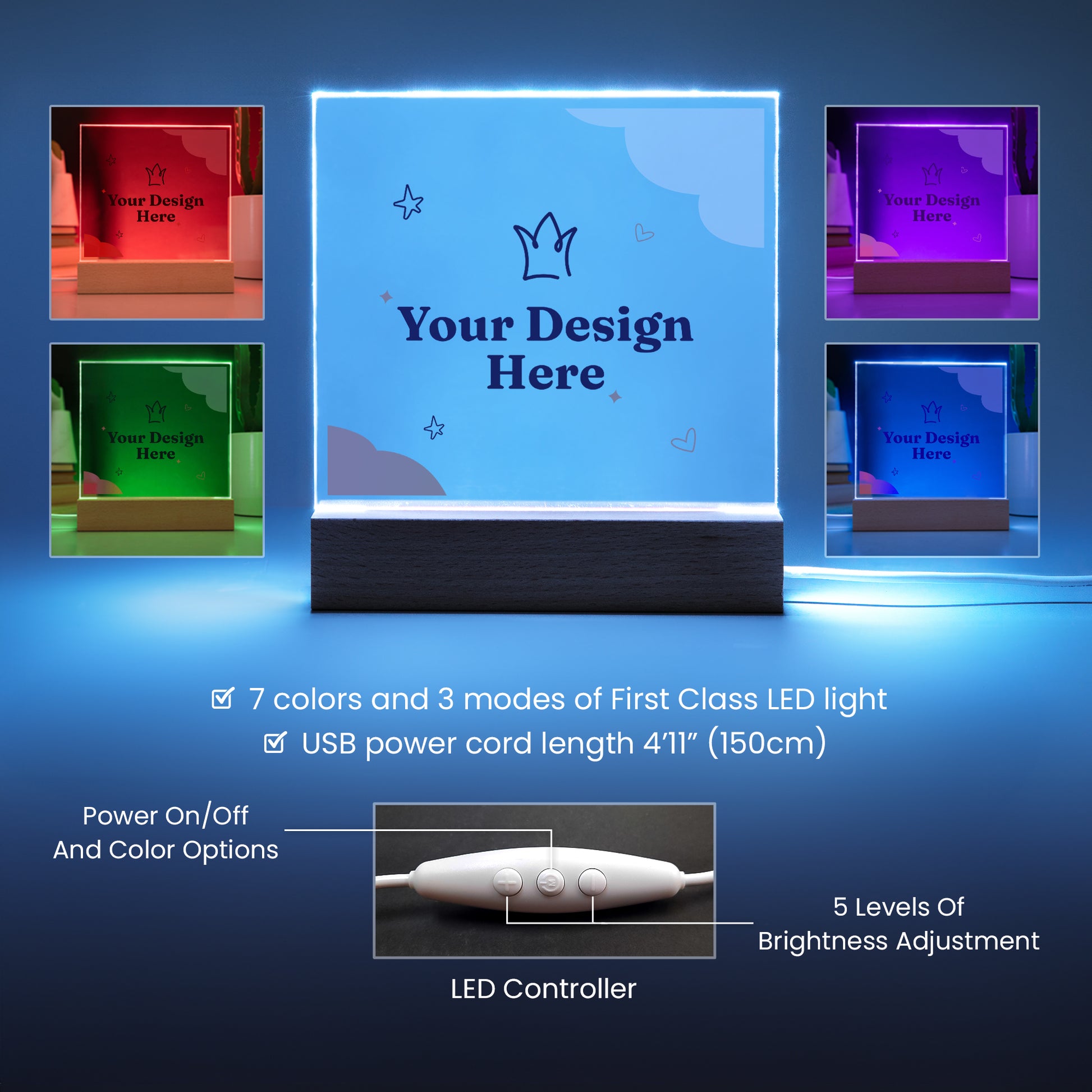 Mother and Daughter Distance Lighted RGB Acrylic Square-[product type]