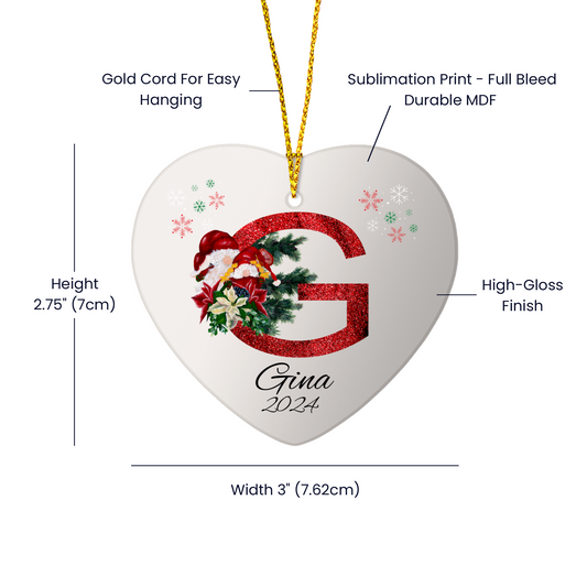 Initial Name Letter Heart Ornament-[Heartfelt Family Gift]