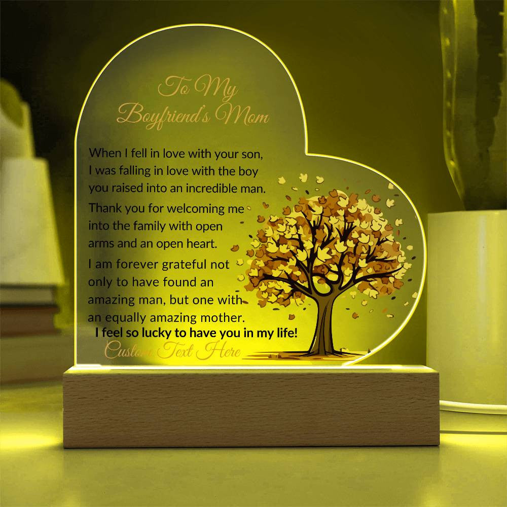 To My Boyfriends Mom Acrylic Heart Plaque-[product type]