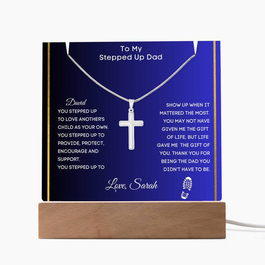 Stepfather Stepdad Plaque & Cross Gift Set