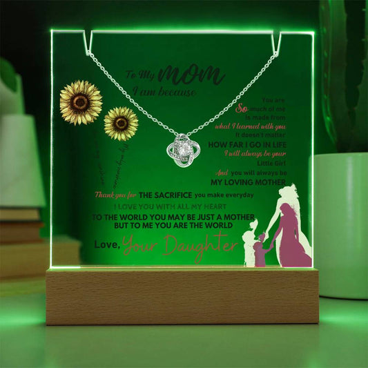 Mom Acrylic Love Knot Necklace Gift Set