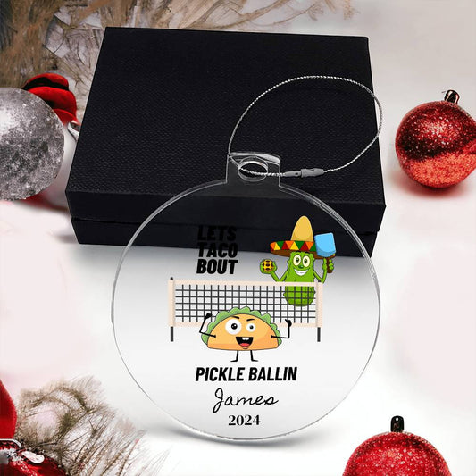 Funny PIckleball Acrylic Christmas Ornament-[Heartfelt Family Gift]