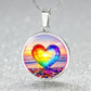 Rainbow Beach Glass Heart Pendant Necklace with Engraving-[Heartfelt Family Gift]