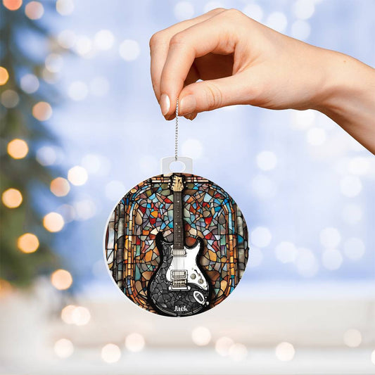 Guitar Acrylic Christmas Ornament