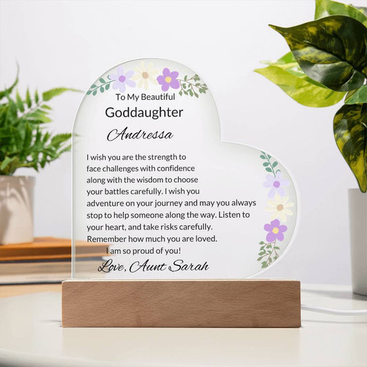 Goddaughter Personalized LED  Heart Plaque