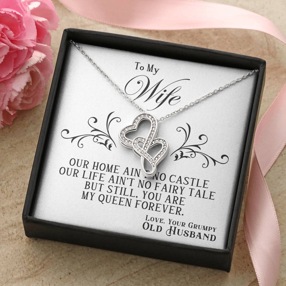 To My Wife Heart to Heart Necklace Gift-[product type]